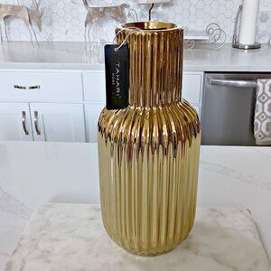 NEW! GORGEOUS FLUTED DECORATIVE GOLD VASE By TAHARI HOME